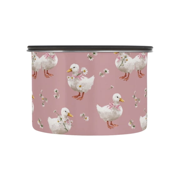 500ML Food Storage Container Food Storage Tank Coffee Storage Container 304 Food Grade Stainless Steel Corrosion Resistant White Duck Pattern