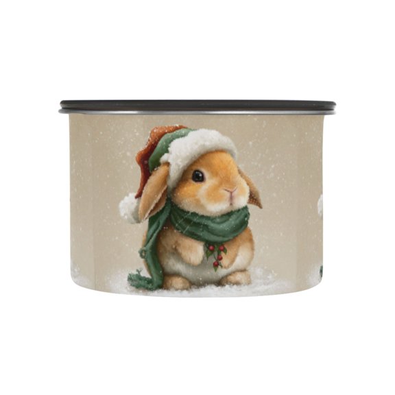 500ML Food Storage Container Food Storage Tank Coffee Storage Container 304 Food Grade Stainless Steel Corrosion Resistant Yellow Christmas Rabbit