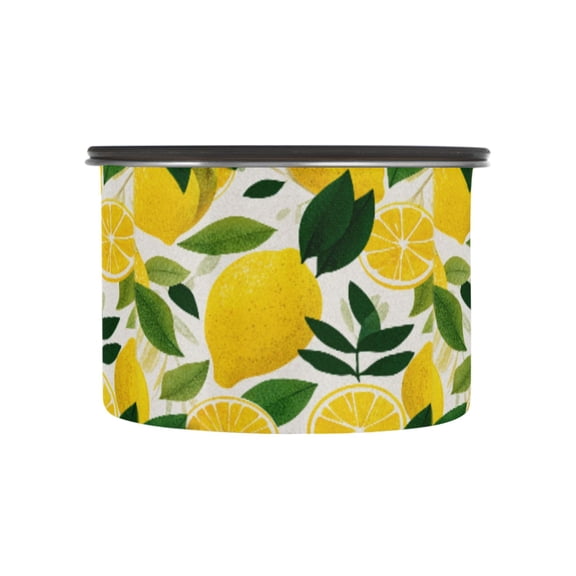500ML Food Storage Container Food Storage Tank Coffee Storage Container 304 Food Grade Stainless Steel Corrosion Resistant Yellow Lemon Pattern