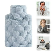 500ML Hot Water Bottle with Cover,Extra Large Hot Water Bottle with Soft Plush Cover,Heating Bag for Sleeping,Hand Feet Warmer,Heat Compress for Daily Use(Blue)