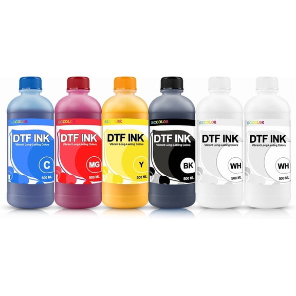 Premium Direct-to-Film Transfer Ink Combo Pack for PET Film Compatible with L1800 L805 R1390 4720 I3200 XP600 DX7 DX5 5113 6 Pack 500mL