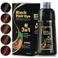 thumbnail image 1 of 500ML Permanent Black Hair Color Dye Shampoo - Organic Natural Plant Essence for Women & Men, Covers Gray/White Hair, Instant 3-in-1 Hair Colouring Herbal Shampoo, 17 Fl Oz (BLACK), 1 of 6