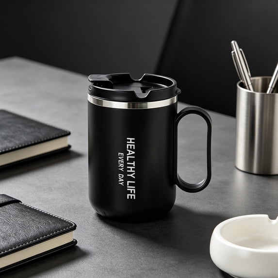500ML Stainless Steel Thermal Mug, Ergonomic Handle Beverage Cup, Leak Proof Insulated Container, Multi Purpose Drinkware for Kitchen Office Outdoor Camping Use