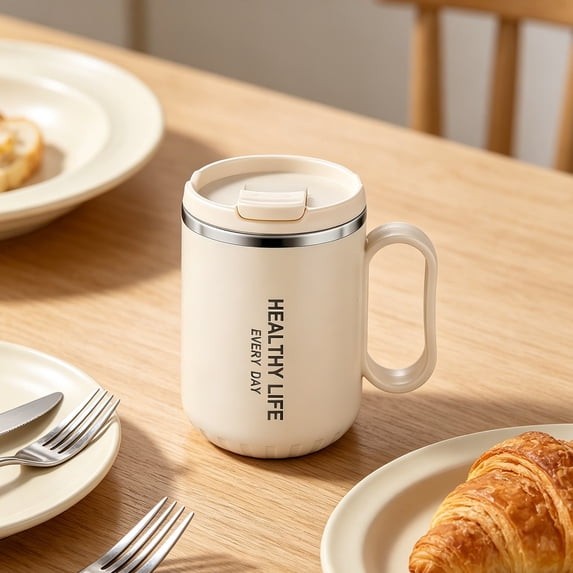 500ML Stainless Steel Thermal Mug, Ergonomic Handle Beverage Cup, Leak Proof Insulated Container, Multi Purpose Drinkware for Kitchen Office Outdoor Camping Use