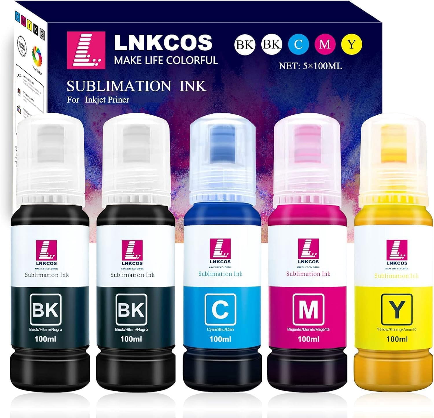 500ML Sublimation Ink for Epson EcoTank ET-2400 ET-2800 ET-2803 ET-2840 ET-2720 ET-2750 ET-2760 ET-2850 ET-3830