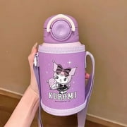 500Ml Kawaii Anime MINISO Kuromi My Melody Kids Thermos Mug Cartoon Cinnamoroll Thermal Water Bottle Portable Straw Cup Gift