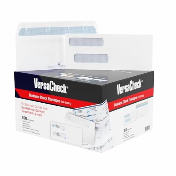 500NRP Business Self-Sealing Double Window Security Standard and Voucher Check Envelopes - Compatible with business checks made from, QuickBooks, Quicken, Sage, and others.$$Office