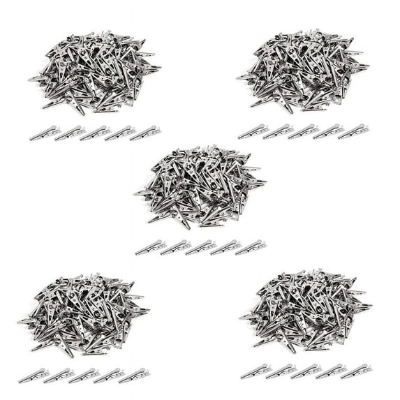 500PCS 1.06IN / 27mm Mini Metal Alligator Clips, Silver Tone Nickel Plated Test Line Spring .