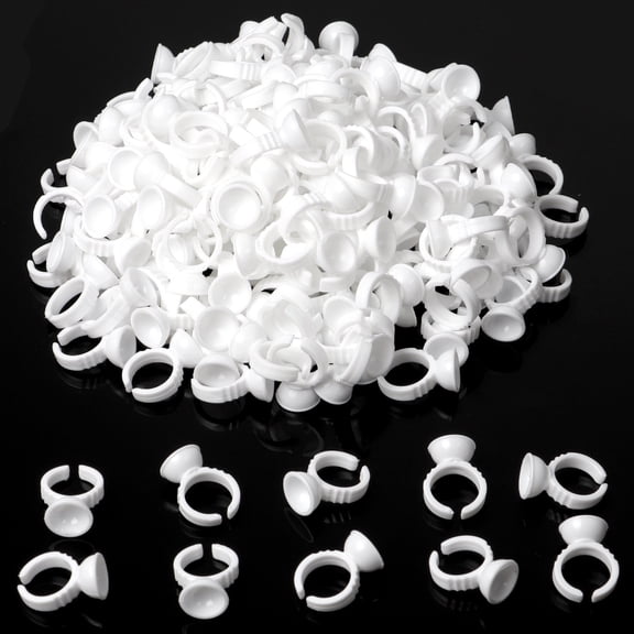 500PCS 1.5cm/0.6'' Tattoo Rings Cups Disposable Glue Holder Plastic Tattoo Ink Pigment Ring Adhesive Makeup Rings Palette