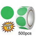 thumbnail image 1 of 500PCS 1-Inch Green Round Dot Stickers, Self-Adhesive Solid Color Paper Labels for Crafts Scrapbooking Gift Wrapping Office Organization, Multi-Surface Adhesive Dots for Marking & Decoration, 1 of 9