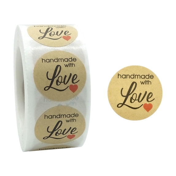 500PCS 1 Inch Round Kraft Paper Stickers - Eco-Friendly Labels for Handmade Crafts, Gift Packaging, Baking & Small Business A