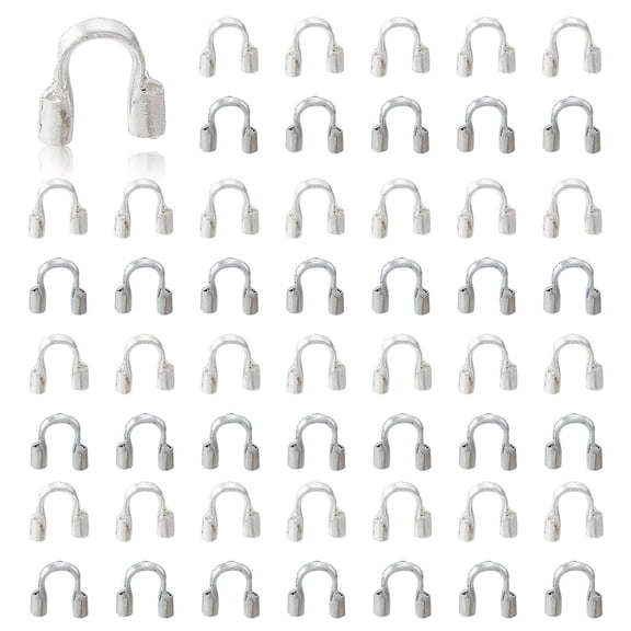 500PCS 2 Color Pendant Accessories Brass Thread Protector Wire Brass Wire Guardian Wire Platinum Silver U Shape Wire Guardian Loops for Earring Necklace Bracelet Making grey
