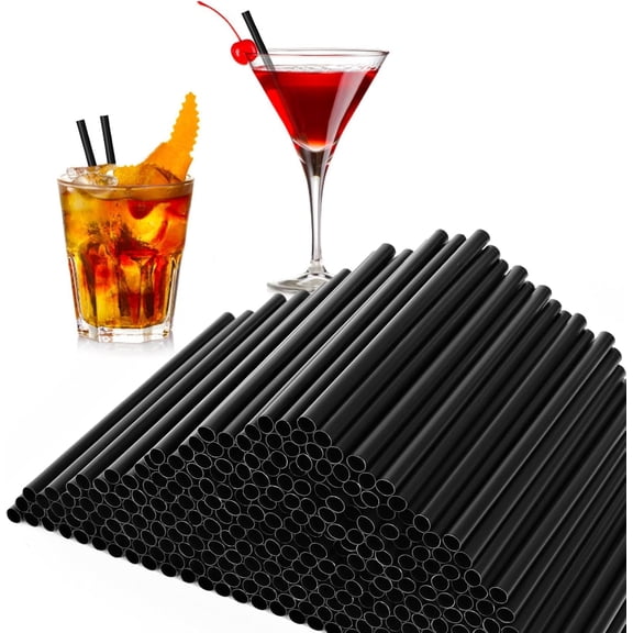 500PCS 5 Inch Plastic Cocktail Straws, 0.24" Diameter Black Disposable Small Short Straws for Bar, Margarita, Coffee, Martini, Whiskey, Milk, Club, Kitchen and Party(Black)