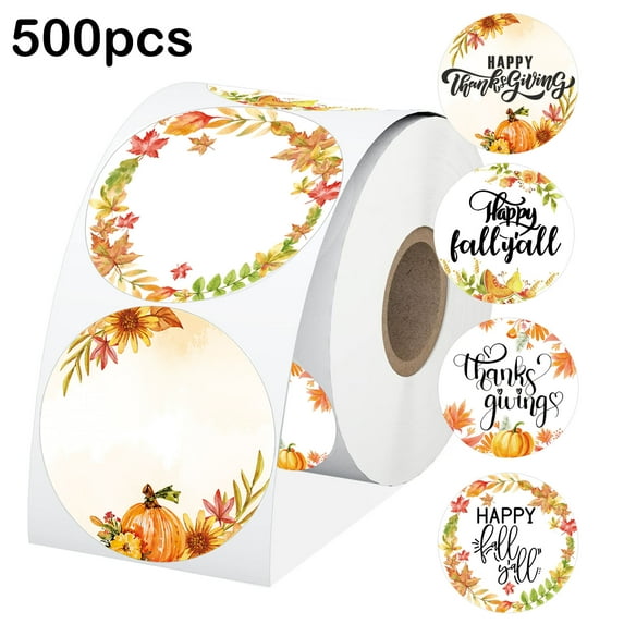 500PCS Autumn Thermal Stickers 2 inch Fall Maple Leaves Direct Thermals Labels Harvest Fall Pumpkins Mushrooms Direct Name Printer Tags for Small Business Price DIY