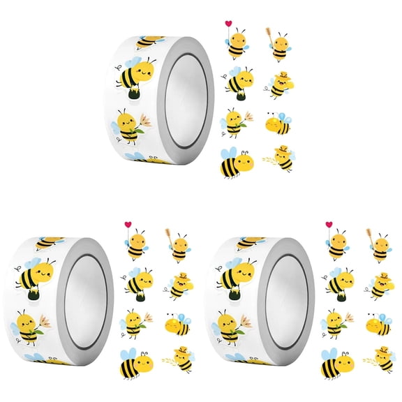 500PCS Bee Stickers Roll - Cute Honeybee Reward Stickers for Kids, Waterproof Small Bee Stickers for Classroom, Party Favors, Envelopes & Scrapbooking, Fun Decorative Sticker Set