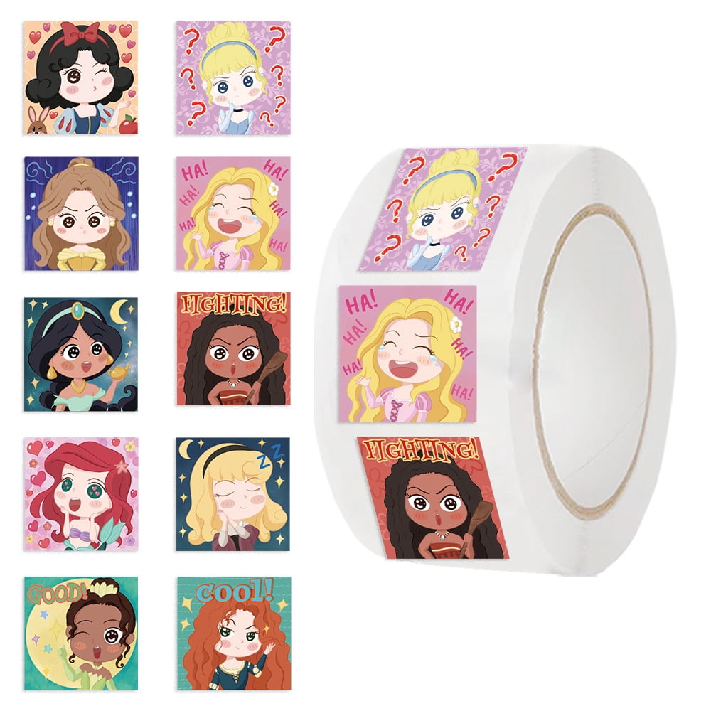 Bell Sticker Princess 500PCS Belle Princess Stickers 10 Styles Sticker Rolls Cartoon Stickers ...