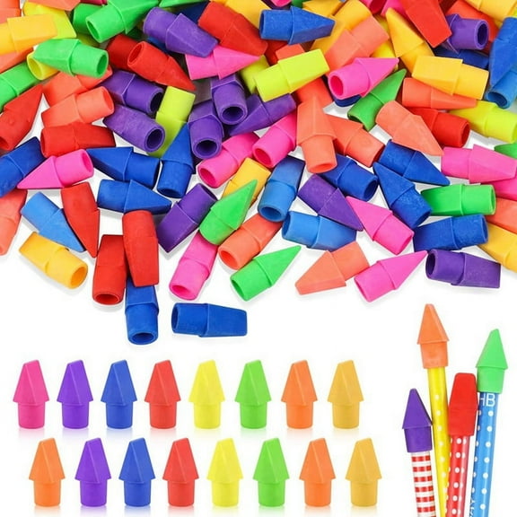 500PCS Caps Pencil Erasers Chisel Shape Eraser Latex Free Toppers