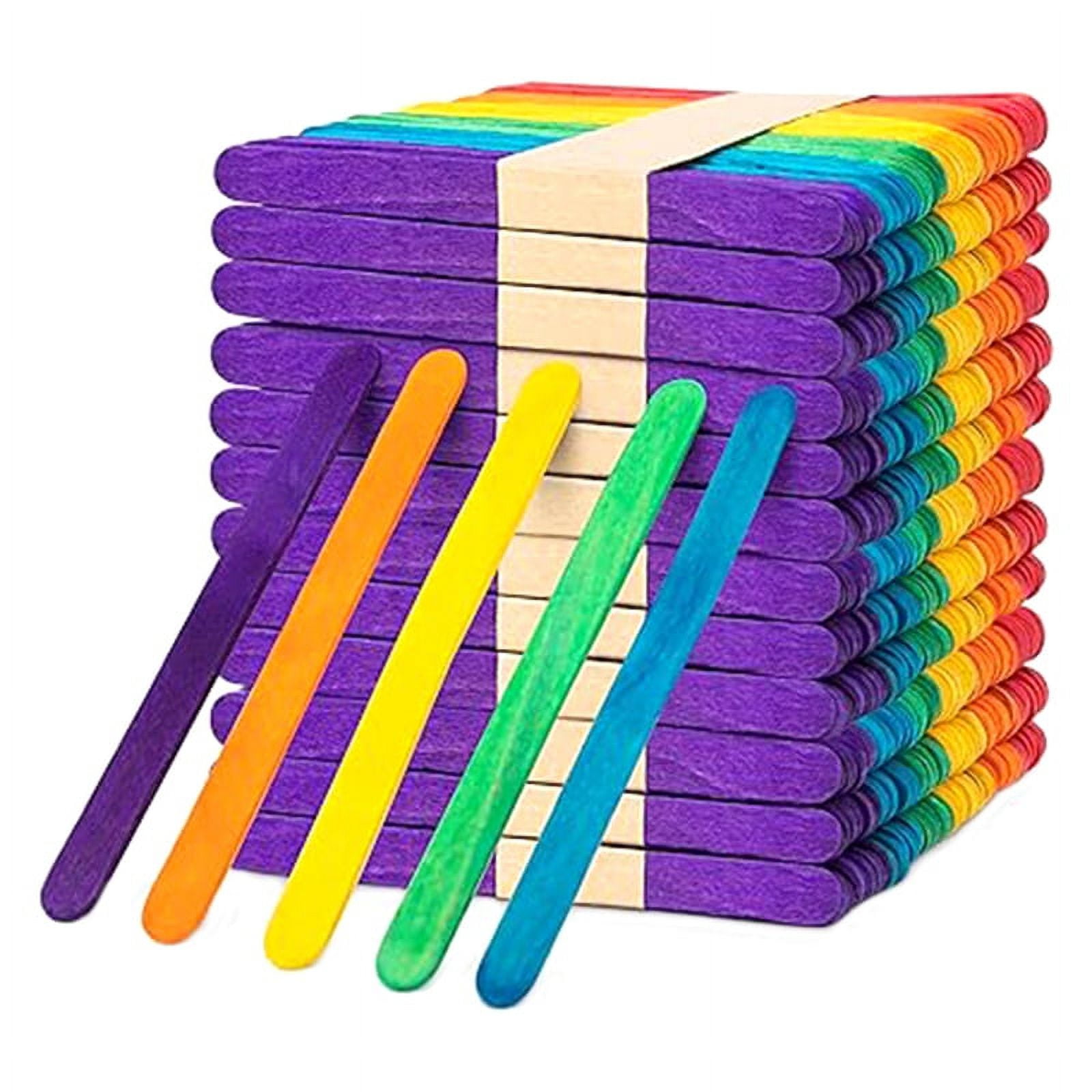 Incraftables Colored Popsicle Sticks for Crafts 600pcs 7 Colors. Large Wood Craft Sticks (4.5), Multicolor