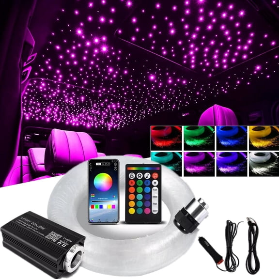 Yuniba RGB Multicolor Fiber Optic Star Light Kit Interior Lights Kit fits Universal Car Headliner Roof Ceiling 500 Pieces