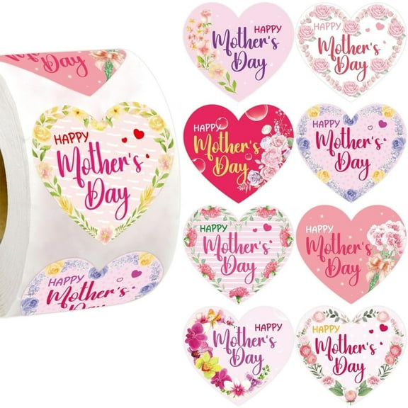 500PCS Flower Sticker 1Inch Happy Mother's Day Sticker Adhesive Wrapping Label For Seal Envelope Card Box Packaging