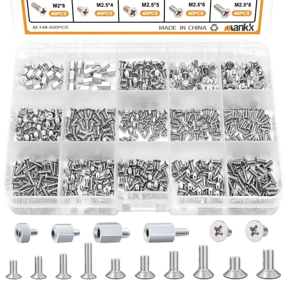 500PCS M.2 SSD Screw Kit M.2 SSD Mounting Screws Motherboard Standoffs M.2 M2.5 M3 NVMe Screw for Laptop PC Repair & DIY