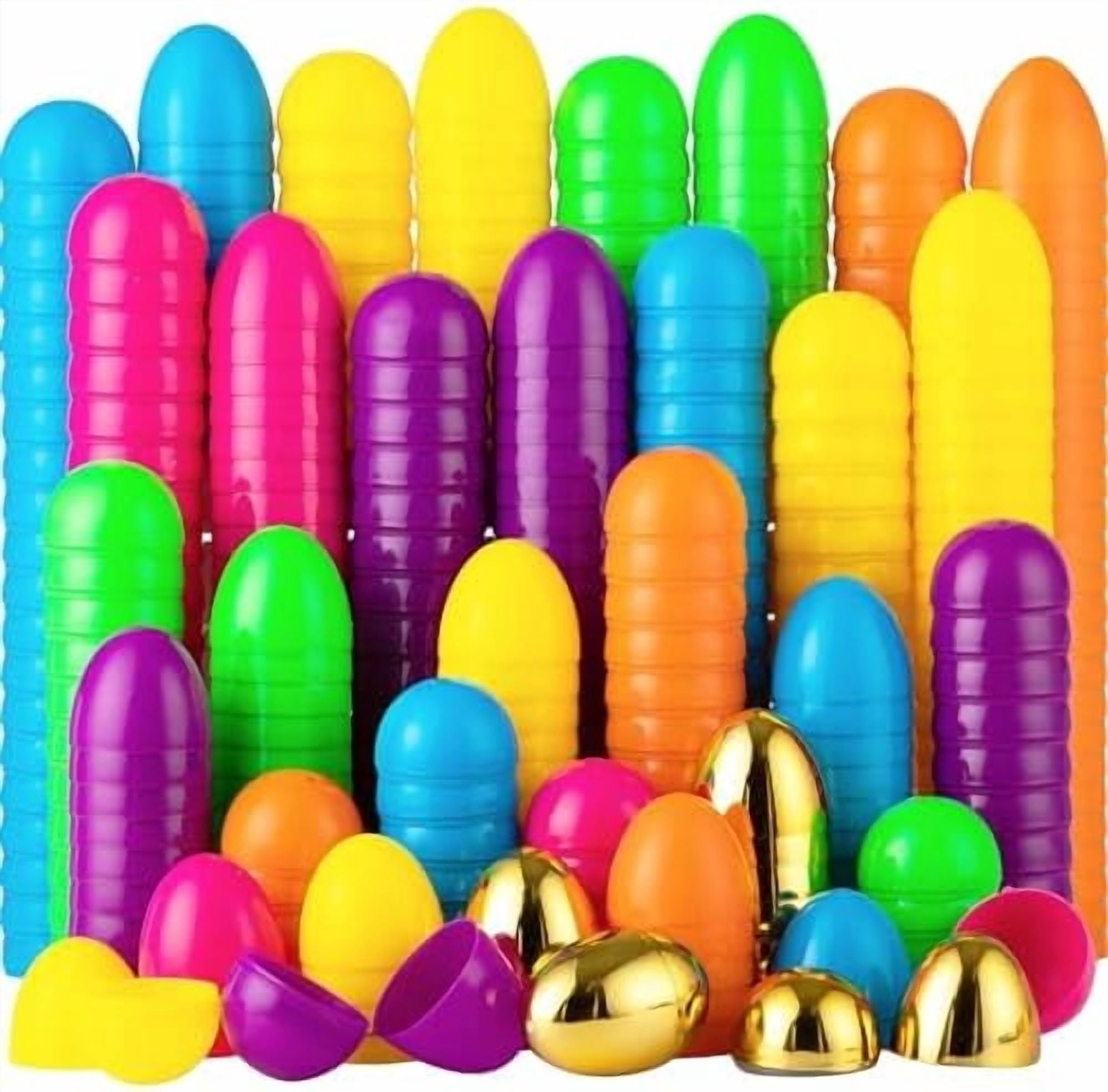 500PCS Plastic Easter Eggs, Empty 2.3" 494PCS Colorful with 6PCS Golden Eggs Bulk Fillable for Easter Hunt Party Favor Basket Stuffers Filler Classroom Prize Supplies Decor
