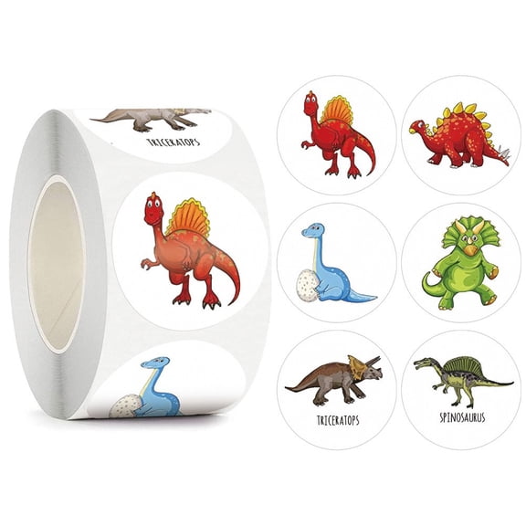 500PCS Round Dinosaur Stickers Teacher Reward Stickers Office Supplies Animal Incentive Roll Sticker Potty Training Stickers for Office Home
