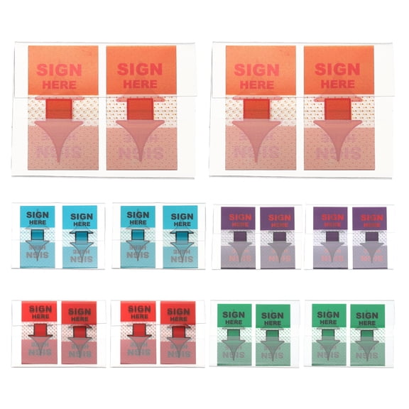 500PCS Sign Here Tabs, Sign Here Post Flags Stickers Adhesive Arrow Labels Message Date Signature for Documents Office Supplies Notebook Notes,5 Color