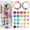 thumbnail image 1 of 500PCS Silicone Beads, Kalolary Colorful Rubber Beads for Kaychain Making 12mm Round Silicon Loose Beads for Card Holder 25 Colors Silicone Bracelet Pearl Beads Bulk for Jewelry Necklace DIY Craft, 1 of 5