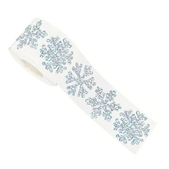 500PCS Silver Snowflake Stickers Roll – Christmas Graffiti Gift Packaging Sealing Labels for Holiday Crafts & DIY Wrapping
