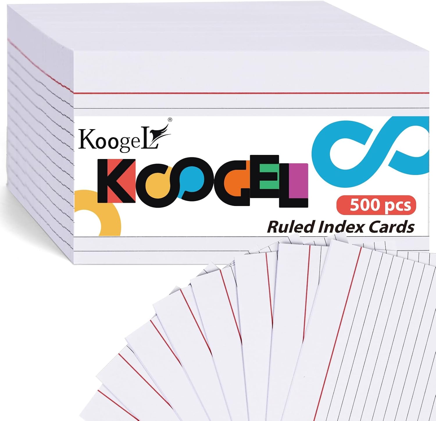 500PCS White Index Cards Bulk, Ruled Index Cards 5x3 Inch Lined Flash Cards Note Cards Study