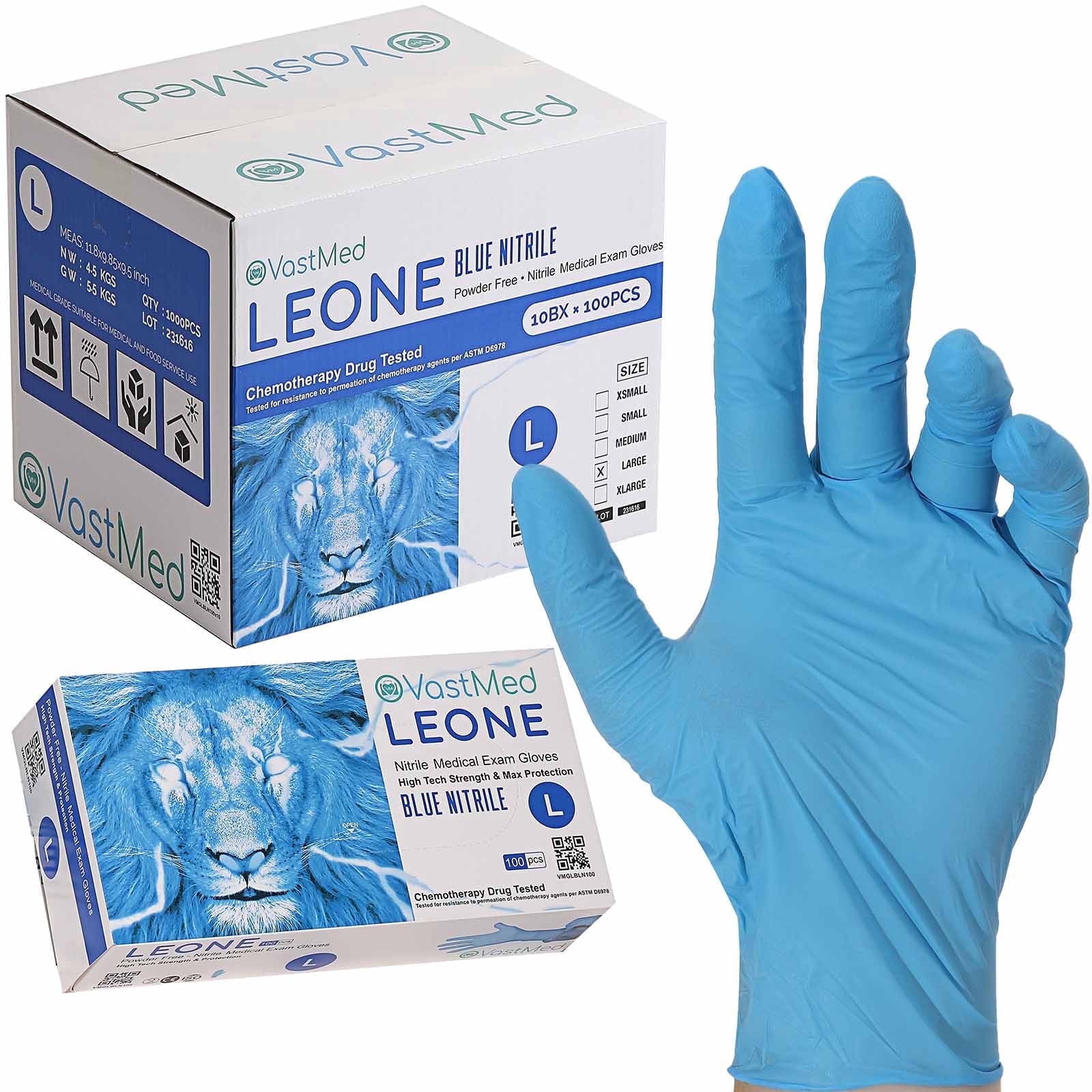 Nitrile Gloves Powder-Free Disposable Gloves, 500 Count – Large, Blue