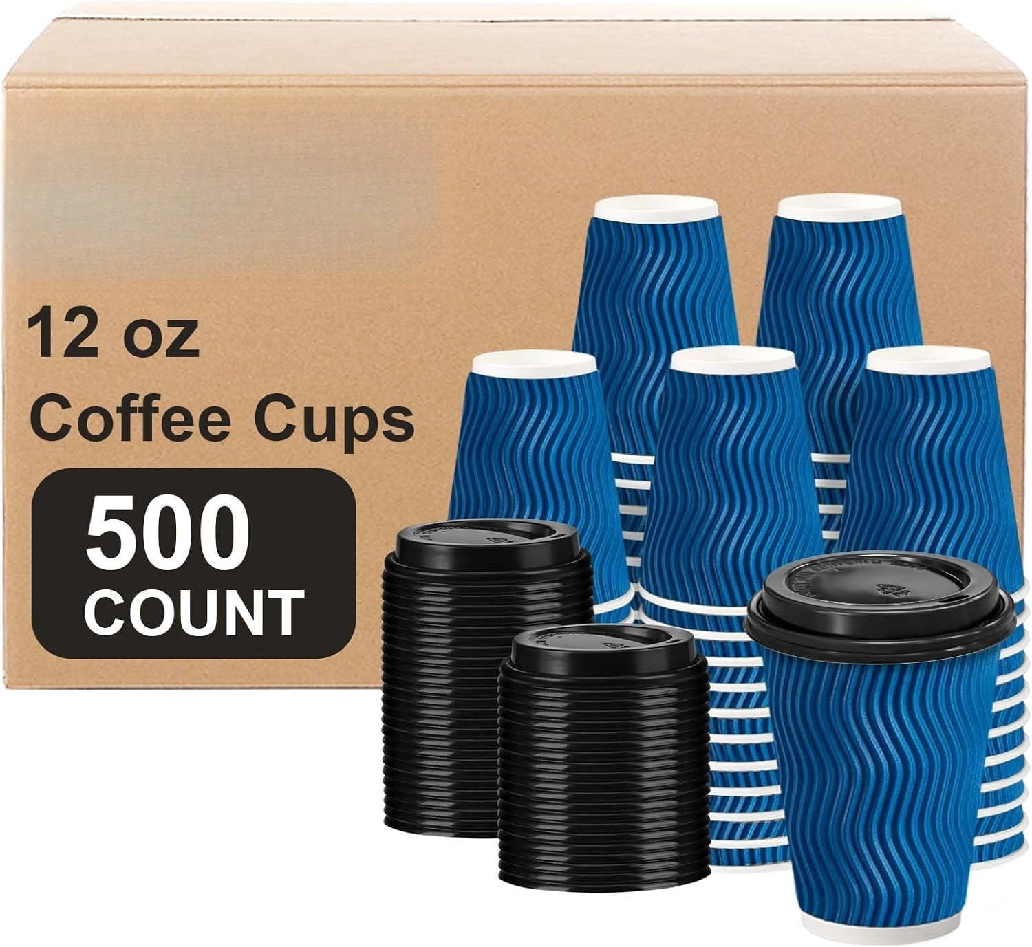 500Pack 12 oz Disposable Coffee Cups with , To Go Paper Cups with ...