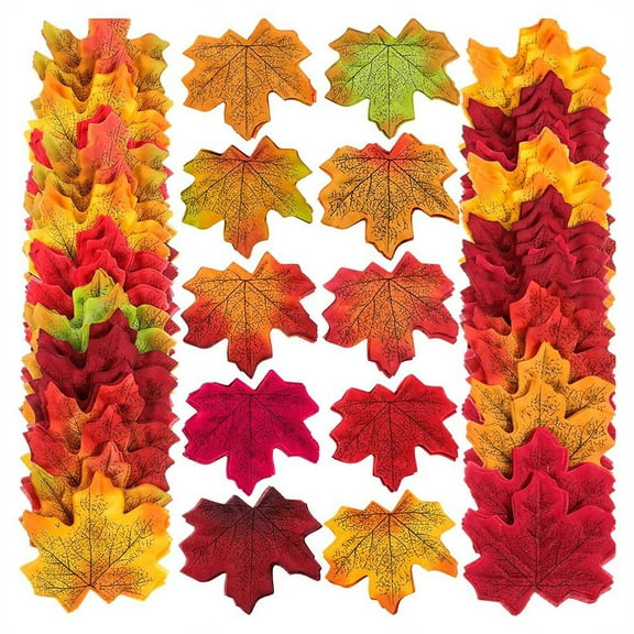 500Pc Artificial Silk Maple Leaves Autumn DIY Handmade Scrapbooking Fall Wedding Decor