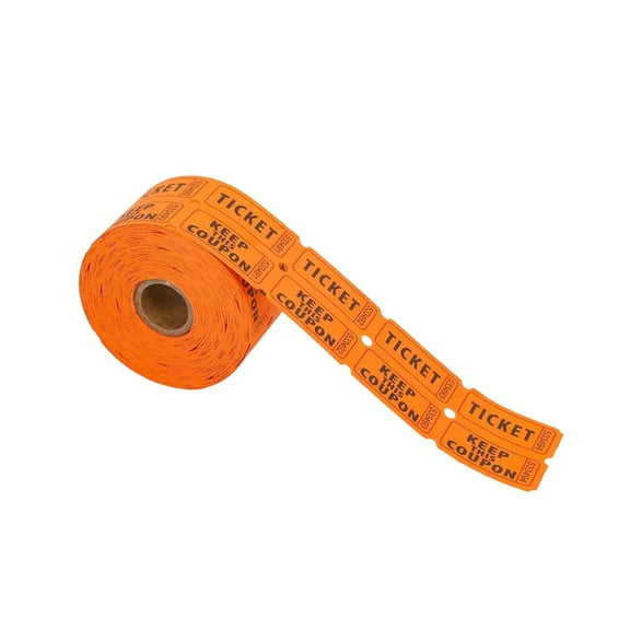 500Pc Color Tearable Admission Coupon Voucher - 500Pcs/Roll With 250 Pairs Of Colored Tear-Off Entry Tickets (Random Numbers) In Orange - For Event Entry Prize Draws Party