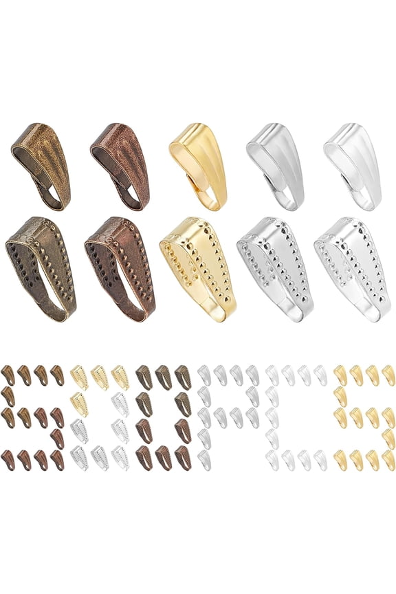 500Pcs 2 Sizes 5 Colors Pinch Clip Clasp Brass Snap on Bails Pendants Clasps Hook Chain Metal Connectors Holder