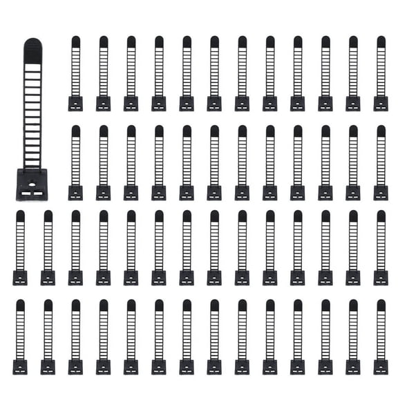500Pcs 2 Sizes Adjustable Self-Adhesive Nylon Cable Ties Cord Clamp for Wire Management, Large and Small