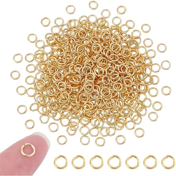500Pcs 24K Gold Plated Jump Rings Stainless Steel Open Jump Ring 6mm Round Rings Metal Connectors Ring