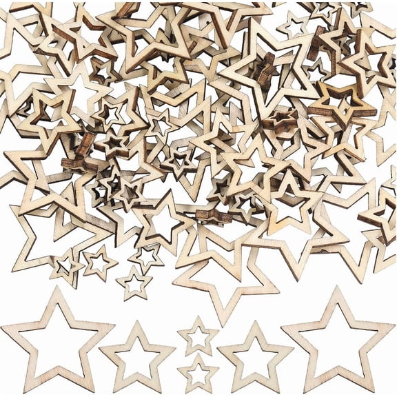 500Pcs 3 Styles Hollow Wooden Stars Unfinished Wood Gift Tags Blank Small White Nature Wall Hanging Slice Ornaments Cutouts for Christmas Party Wedding Craft Project DIY Decoration White DIY