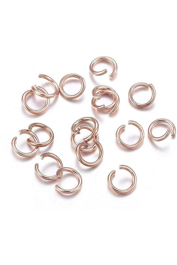 500Pcs 304 Stainless Steel Jump Rings Rose Gold Open Rings 4.5mm Round Split Connecting Charm Loops for Jewelry Making Supplies Crafts and Keychains