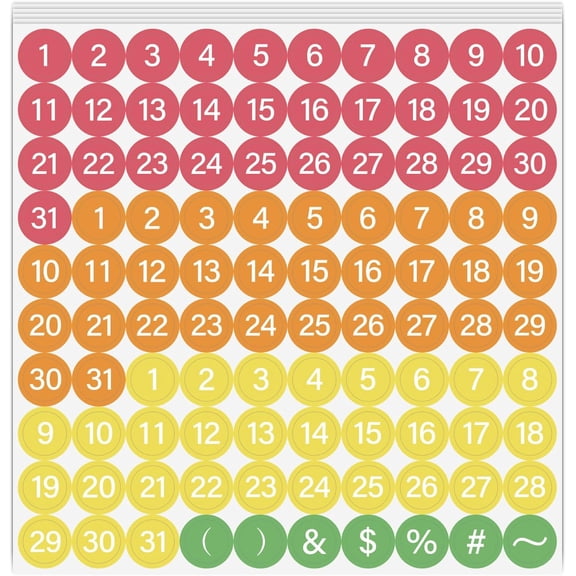500Pcs/5 Sheets Date Planner Stickers Number Calendar Stickers 1/2 Inch Numbers 1-31 Icons