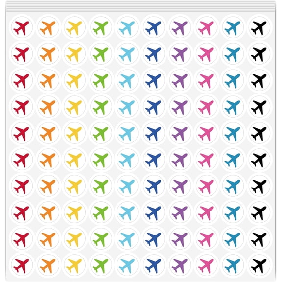 500Pcs/5 Sheets Plane Planner Sticker Mini Planner Stickers 1/2 Inch Colorful Cute Plane Marking Location Labels