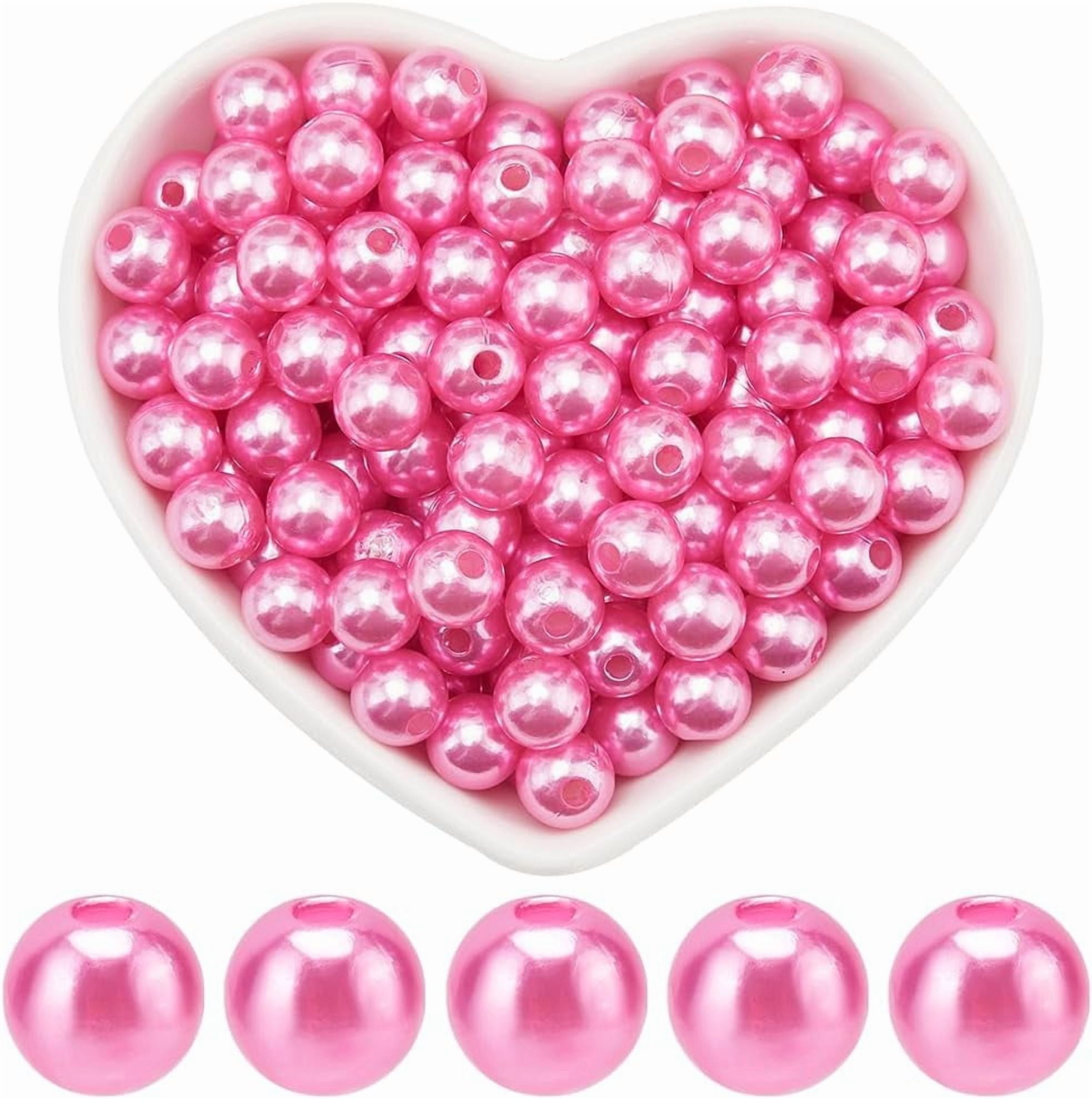 500Pcs 8mm Pink Pearl Beads Acrylic Pearls Round Loose Pearl Bead