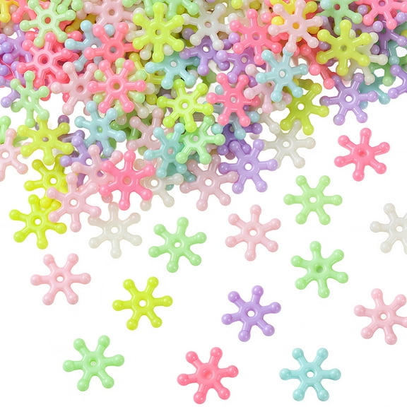 500Pcs Acrylic Beads Snowflake Mixed Color 15.5x14x3mm Hole: 1.5mm