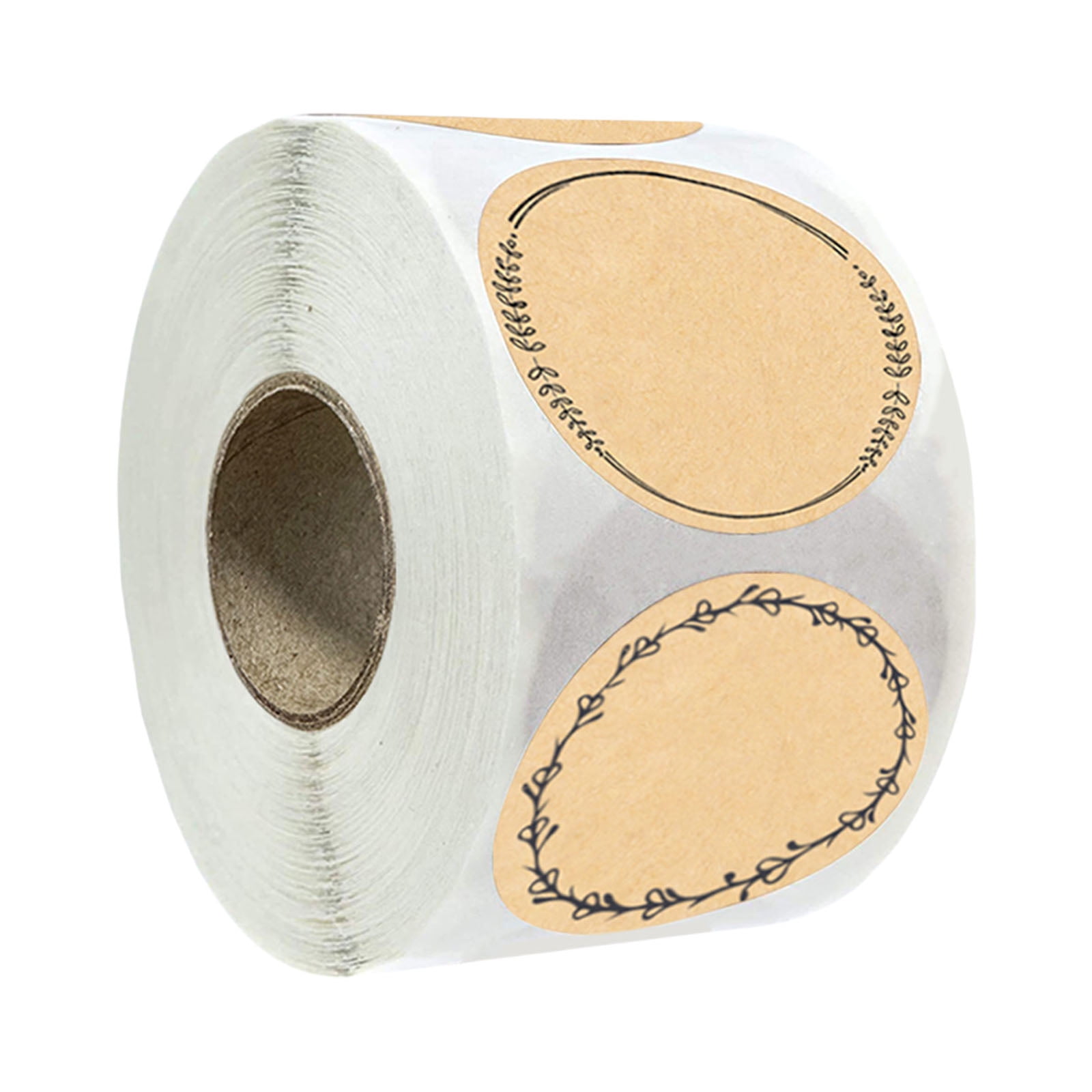 Sticker Urn Labels 500Pcs Adhesive Brown Sticker Wreath Patten Canning Jar Round Labels ...