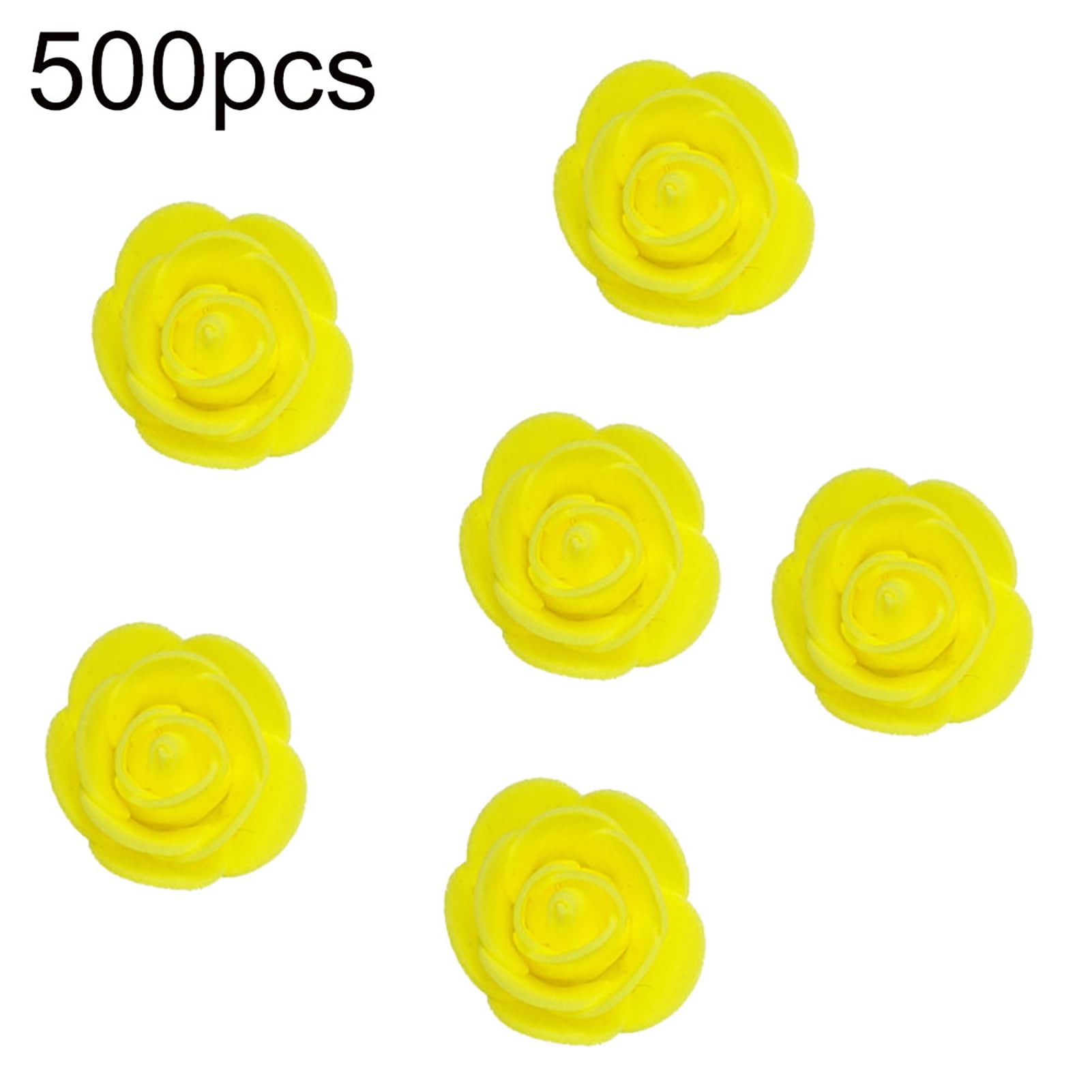 500Pcs Artificial Rose Flower Heads Real Looking Yellow Foam Fake Roses