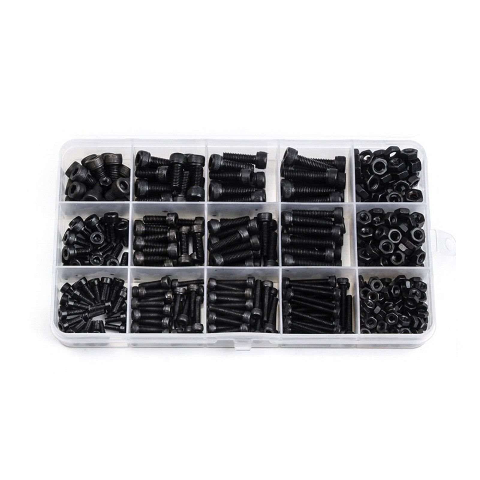 500Pcs Black Carbon-Steel Cylinder Column Hex Hexagon Screw Nuts Set M3 ...