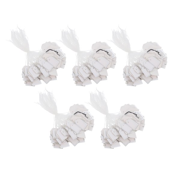 500Pcs Blank Plated Silver Paper Tags with String for Present Labeling and Christmas Stocking Tags