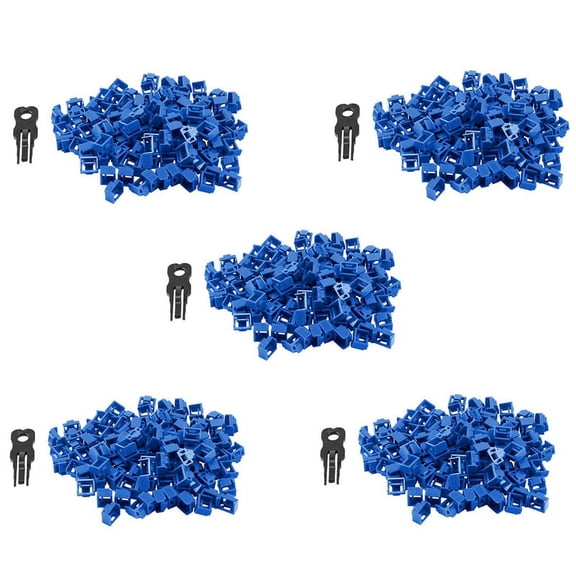 500Pcs Blue RJ45 Port Ethernet LAN Hub Anti Dust Cover Plug Cap Blockout Protector with Proprietary Lock and Key