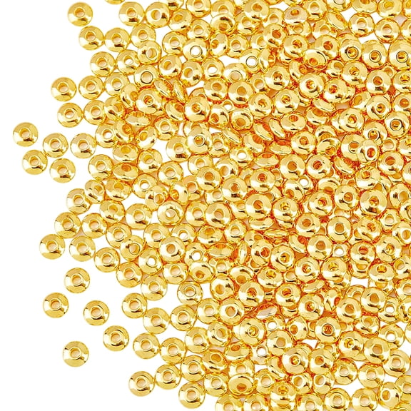 500Pcs Brass Spacer Beads Cadmium Free Lead Free Rondelle Golden 5x2mm Hole: 1.5~2mm